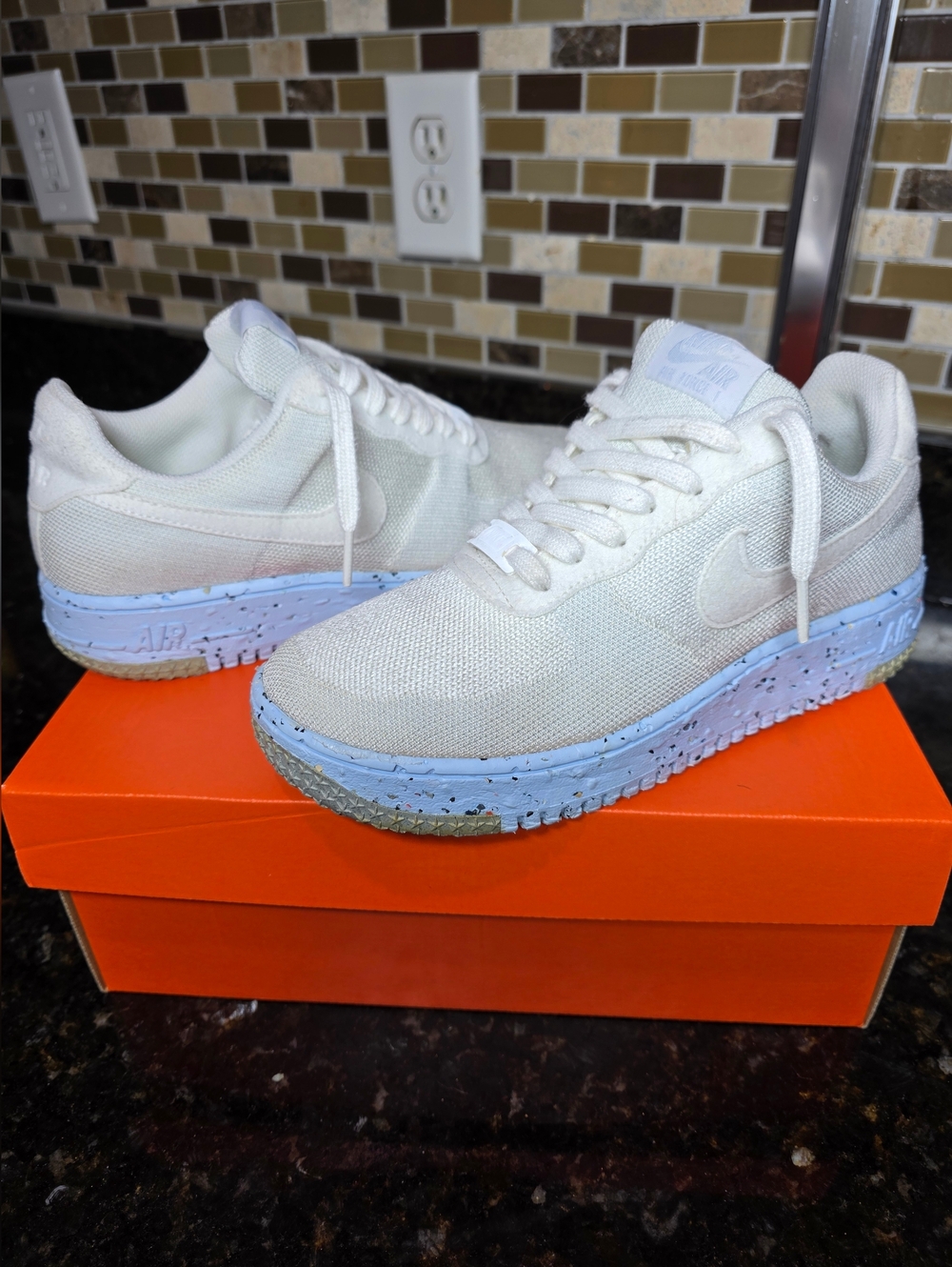 Nike Air Force 1 ♤ Crater Flyknit ♤ Pure Platinum ♤ DC7273-100 ♤ Women 7.5